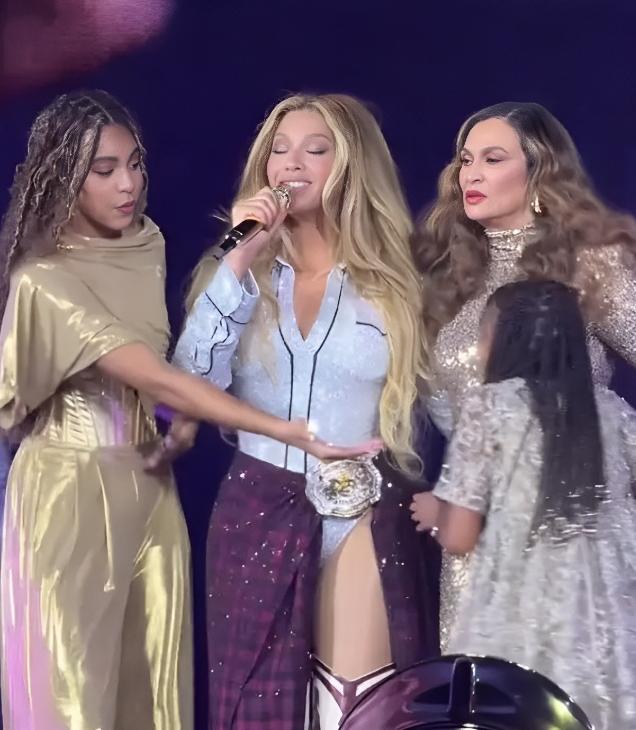 Tina Knowles Reacts to Viral Moment With Rumi Carter // Blue Ivy Beyonce Rumi and Tina - TikTok screenshot