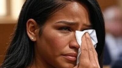 Cassie Ventura dabbing eyes (crying) in court - via Grok AI