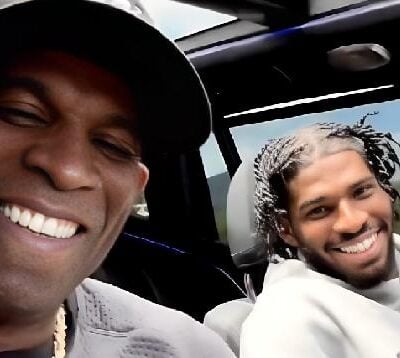 Deion Sanders and his Son Shedeur film video in the latter's new Maybach bought with NIL earnings - screenshot