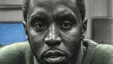 Diddy Trial - Diddy wearing green sweater - via Grok AI