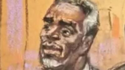 Diddy in court - via artist rendering