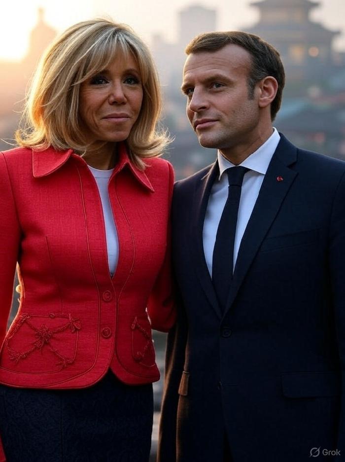 Emmanuel Macron and Brigette - via Grok AI