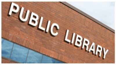 Public library building - stock image