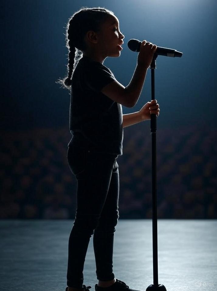 Young Girl singing - via Grok AI