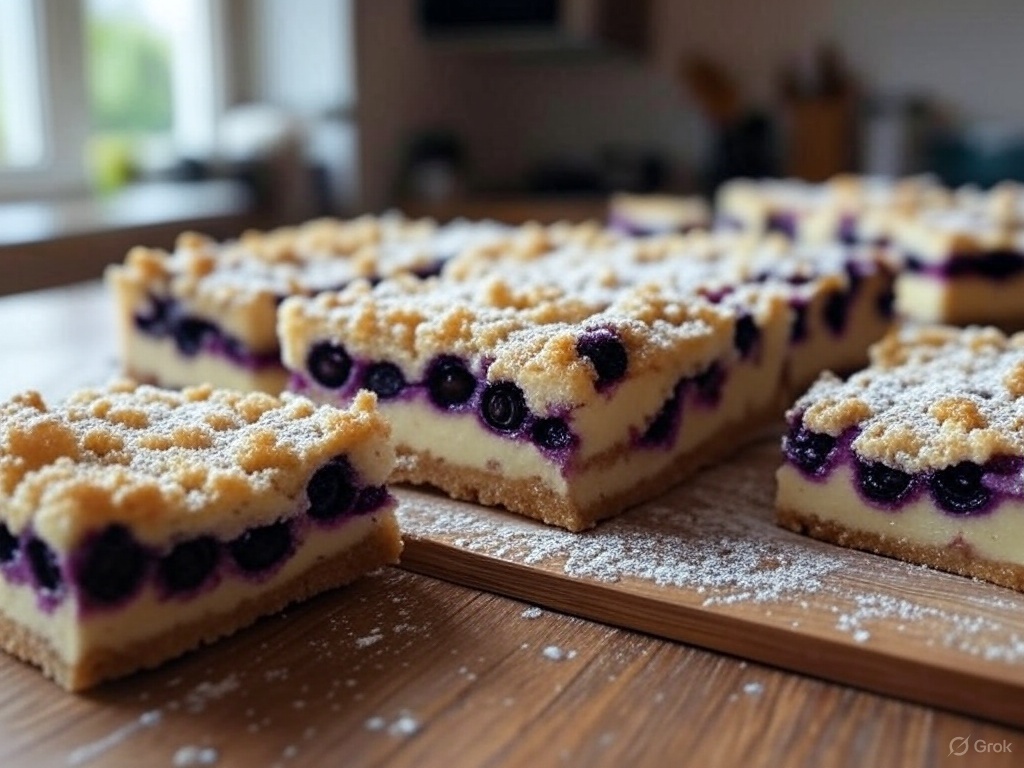 Blueberry Crumble Cheesecake Bars