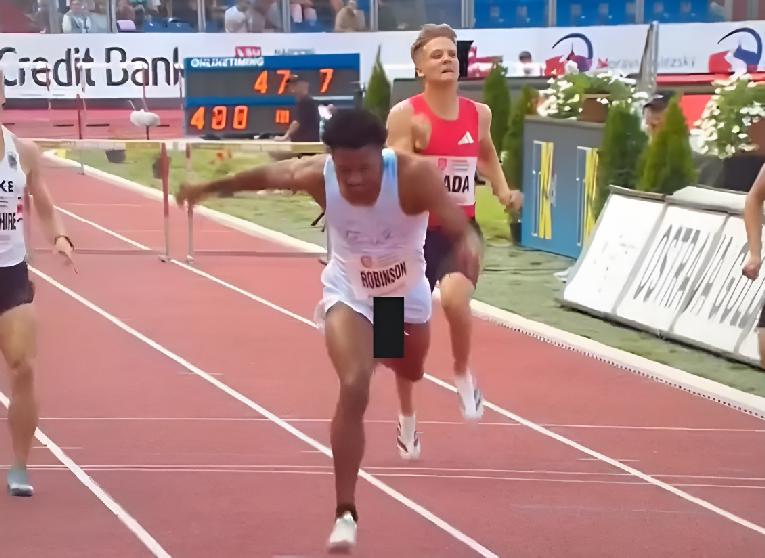 Track Star Chris Robinson Suffers Wardrobe Malfunction