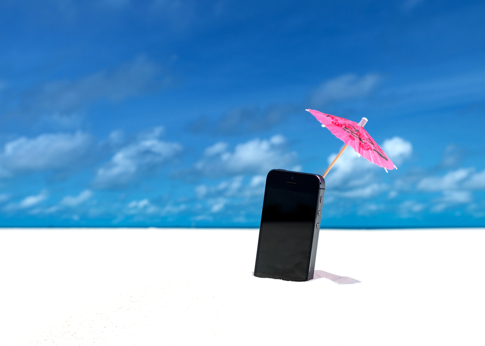 smartphone on the beach