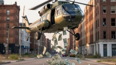 Helicopter dropping cash - via EURai