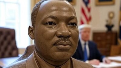 Martin Luther King Jr bust and Trump in Oval Office - via Grok AI