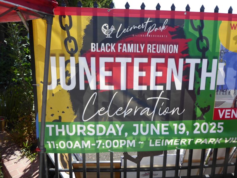 Leimert Park Hosts Epic Juneteenth Celebration // Leimert Park Juneteenth Celebration Signage: Photo Credit, Ricky Richardson