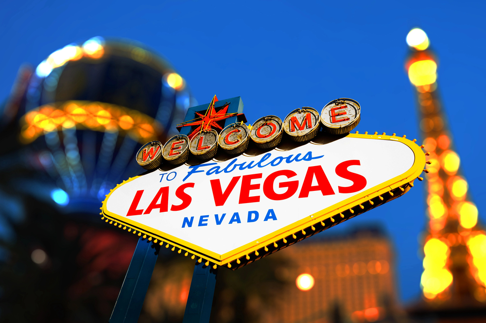 Las Vegas Sign with Vegas Strip in background