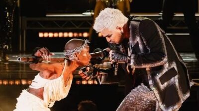 Cynthia Erivo as 'Jesus' and Adam Lambert as 'Judas' (Photo Farah Sosa - LA Phil)