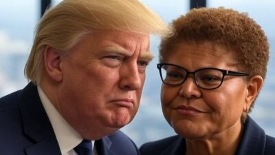 Donald Trump and Karen Bass - via GrokAI