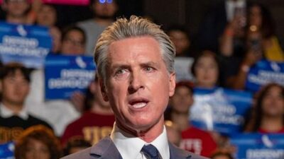 Gavin Newsom at Redistricting press conference - via CBM
