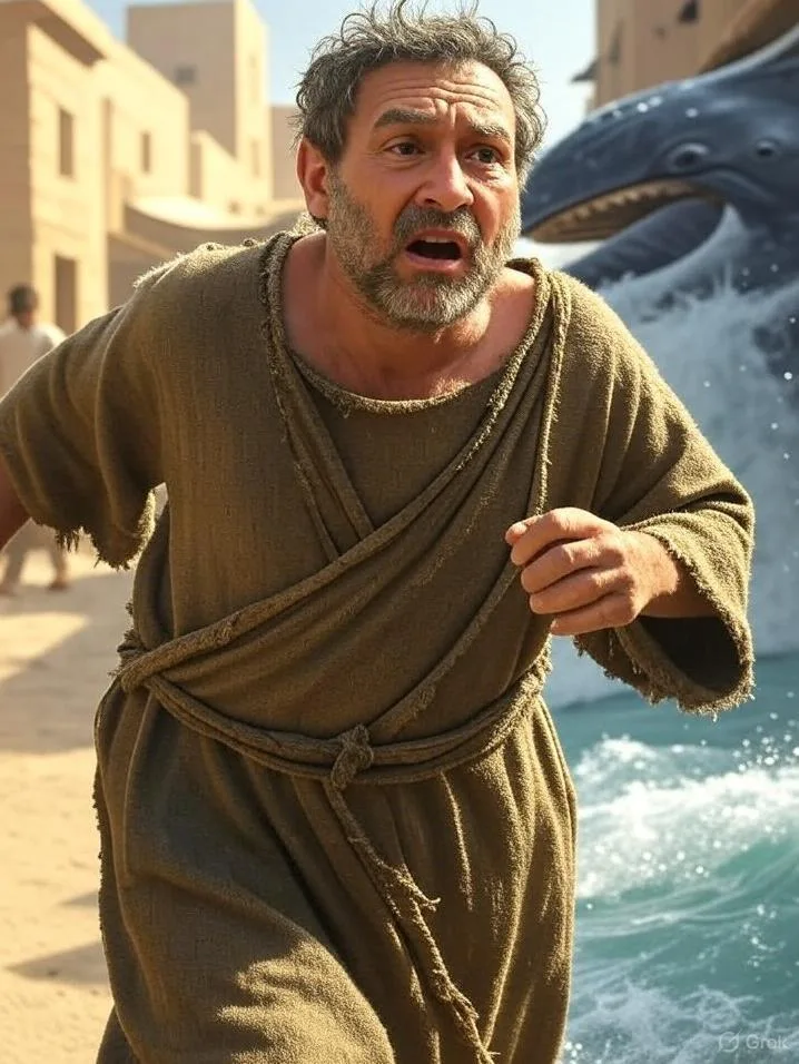 Jonah and whale - via GrokAI