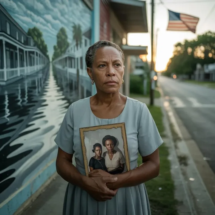 Katrina 25 Years Later (woman holding photo of family) - via eurAI