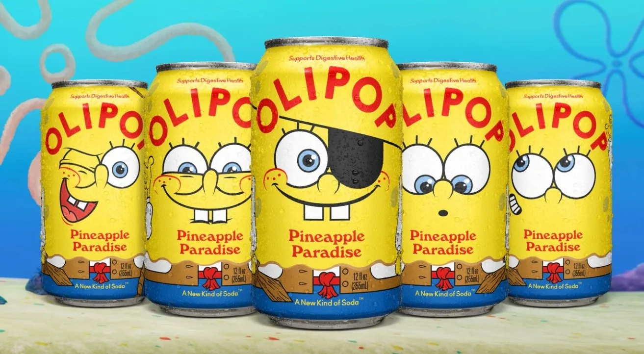 OLIPOP Prebiotic Soda Pop, SpongeBob Pineapple Paradise