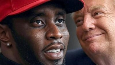 Sean Diddy Combs (wearing MAGA cap) and Donald Trump - via GrokAI