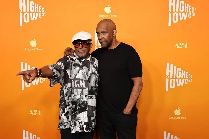 Spike Lee and Denzel Washington at LA screening of 'Highest 2 Lowest' - via AltaGlobalMedia