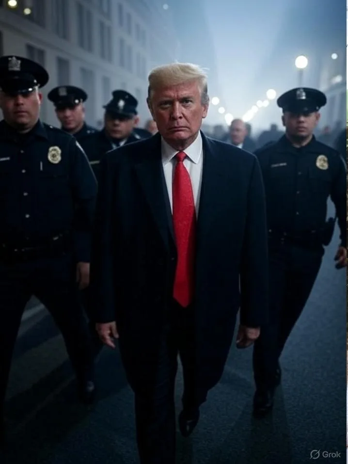 Trump patrolling the streets of DC - via GrokAI