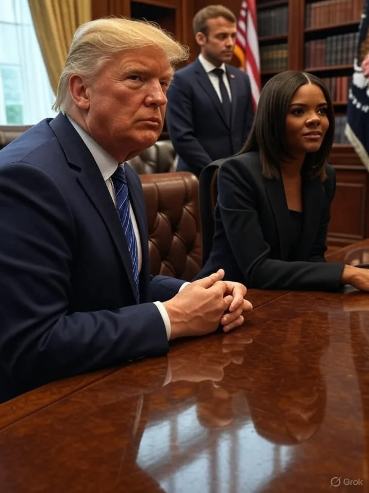 Donald Trump, Candace Owens and Emmanuel Macron