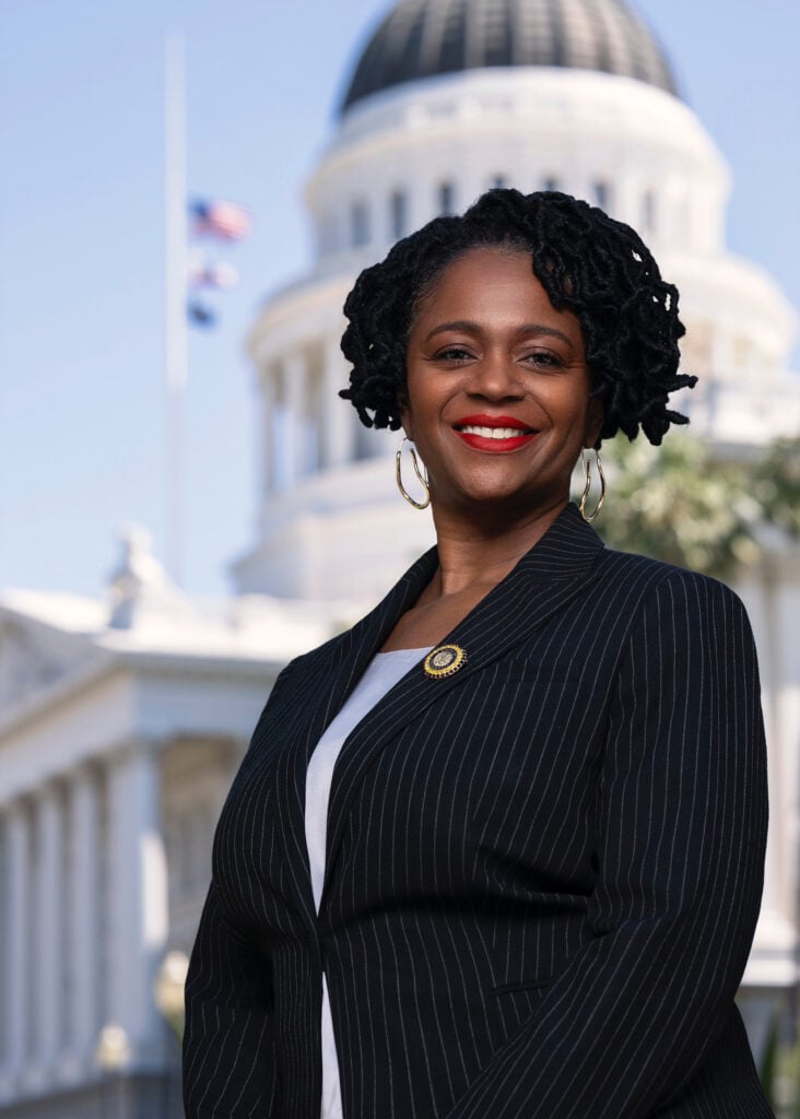 Senator Lola Smallwood-Cuevas stands outside the California State Capitol in Sacramento. (Courtesy Photo)