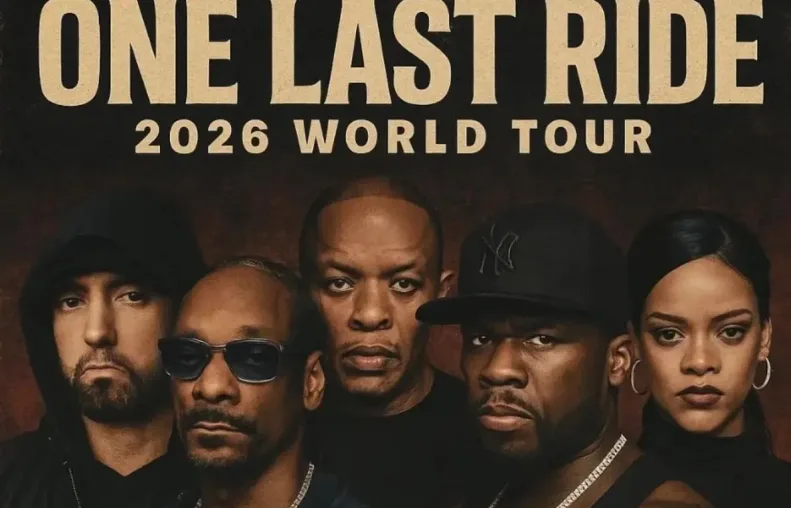 2026 One Last Ride Tour: Eminem, Snoop, 50 Cent, Dr. Dre and Rihanna / AI-generated