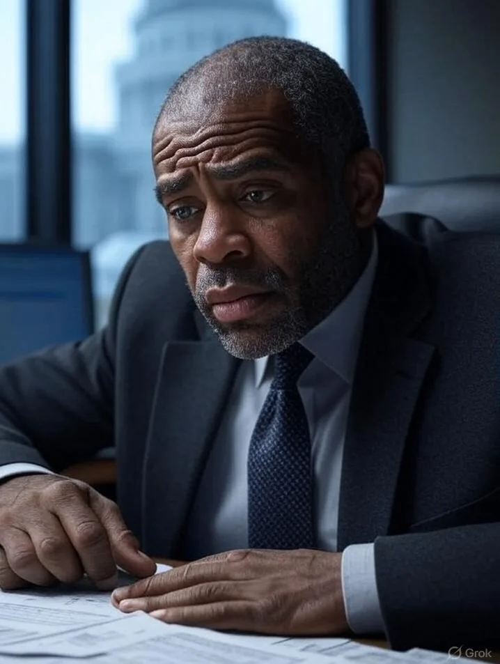 Black Man Looking Dejected Over Job Prospects - via GrokAI