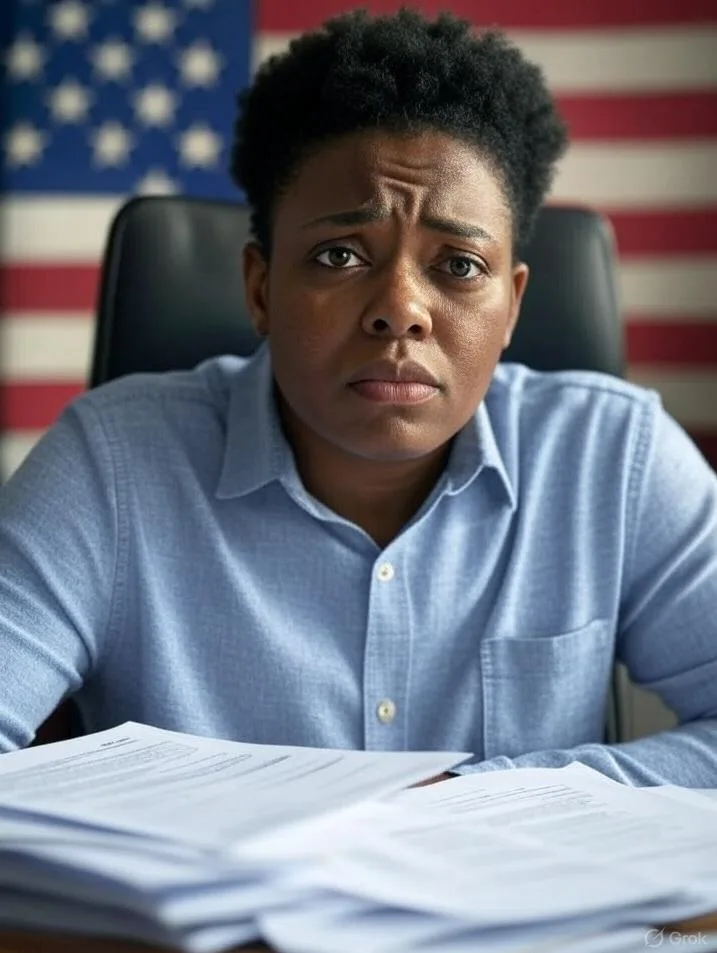 Black Woman Looking Dejected Over Job Prospects - via GrokAI