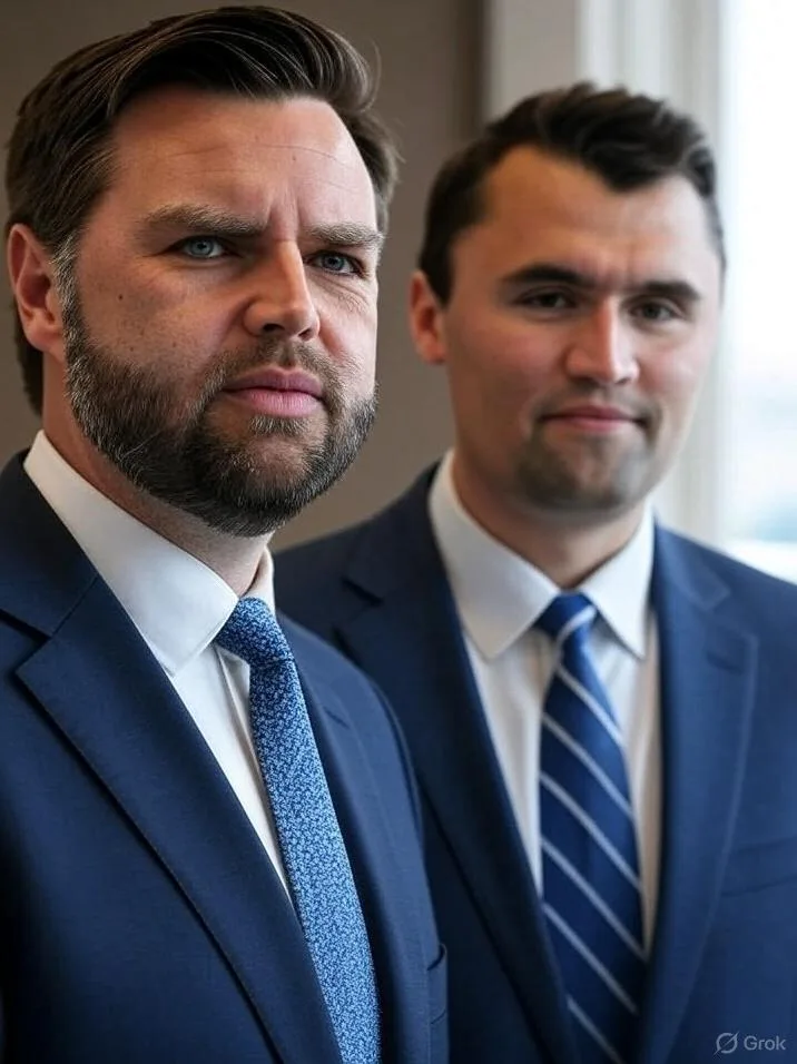 JD Vance and Charlie Kirk - via GrokAI