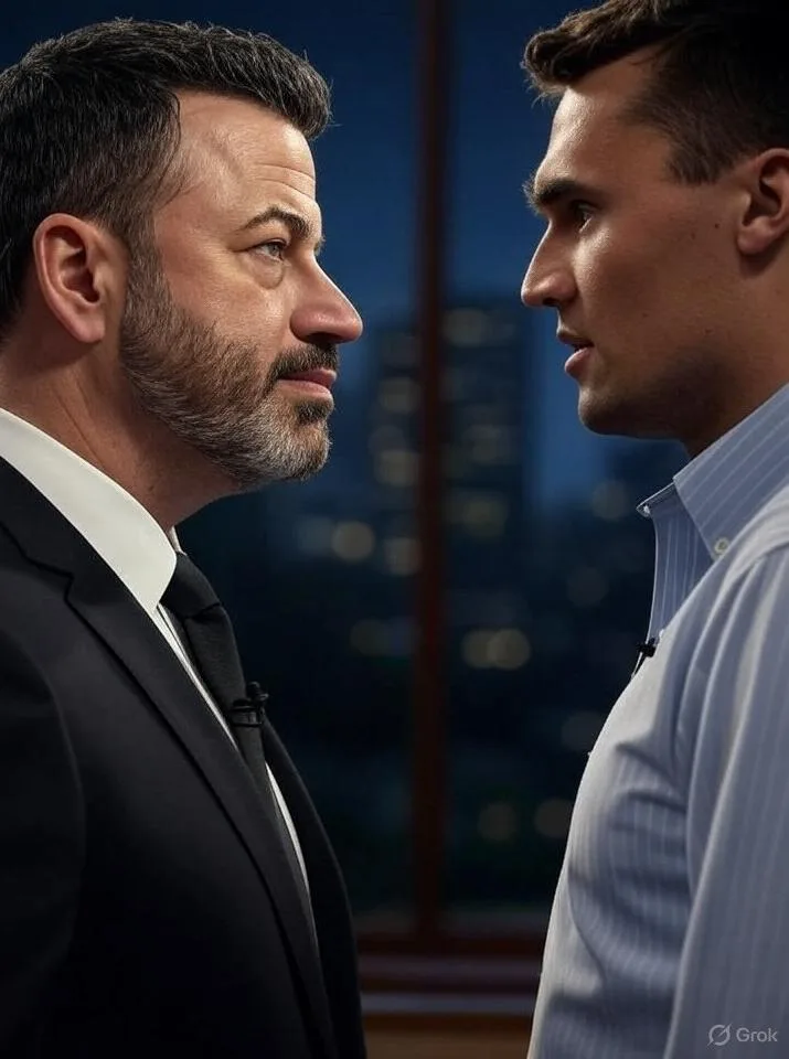 Jimmy Kimmel and Charlie Kirk - via GrokAI