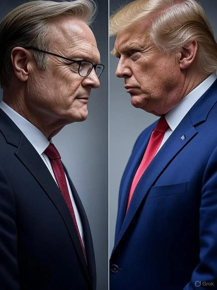 Lawrence O'Donnell and Don ald Trump - via GrokAI