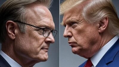Lawrence O'Donnell and Donald Trump - via GrokAI