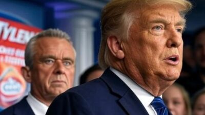 Trump and RFK jr (in bgrd) - Tylenol warning for pregnant women - via GrokAI