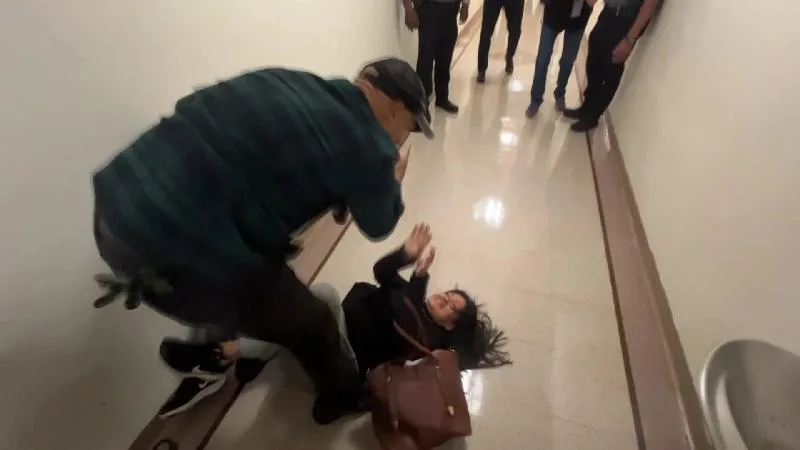 woman being shoved by ice agent3 - via cbs news screenshot