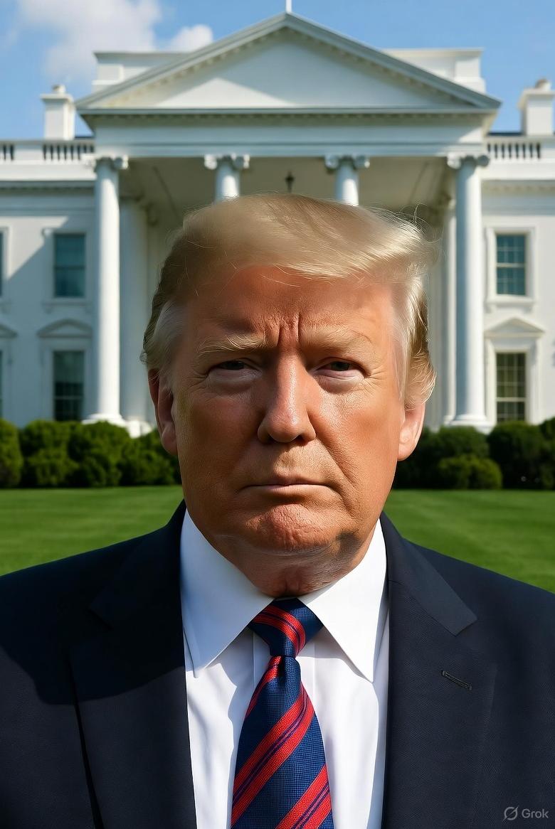 Donald Trump in front of the White House - via GrokAI