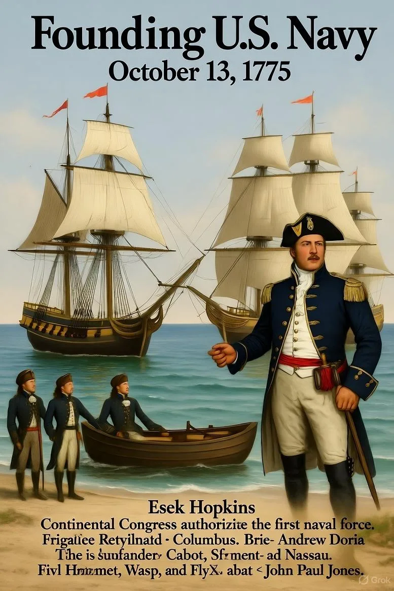 Founding of US Navy - via GrokAI