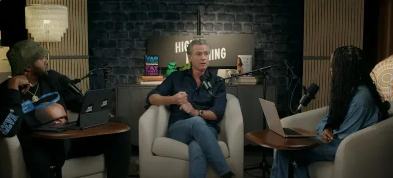 Gavin Newsom on Higher Learning podcast - screenshot