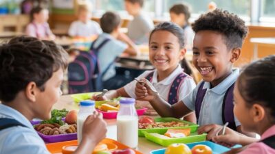 Grade School Kids Eating Lunch - via eurAI