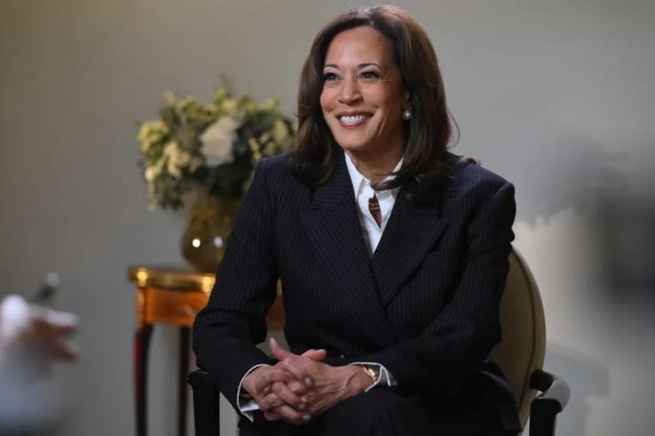 Kamala Harris speaking with Laura Kuenssberg - screenshot
