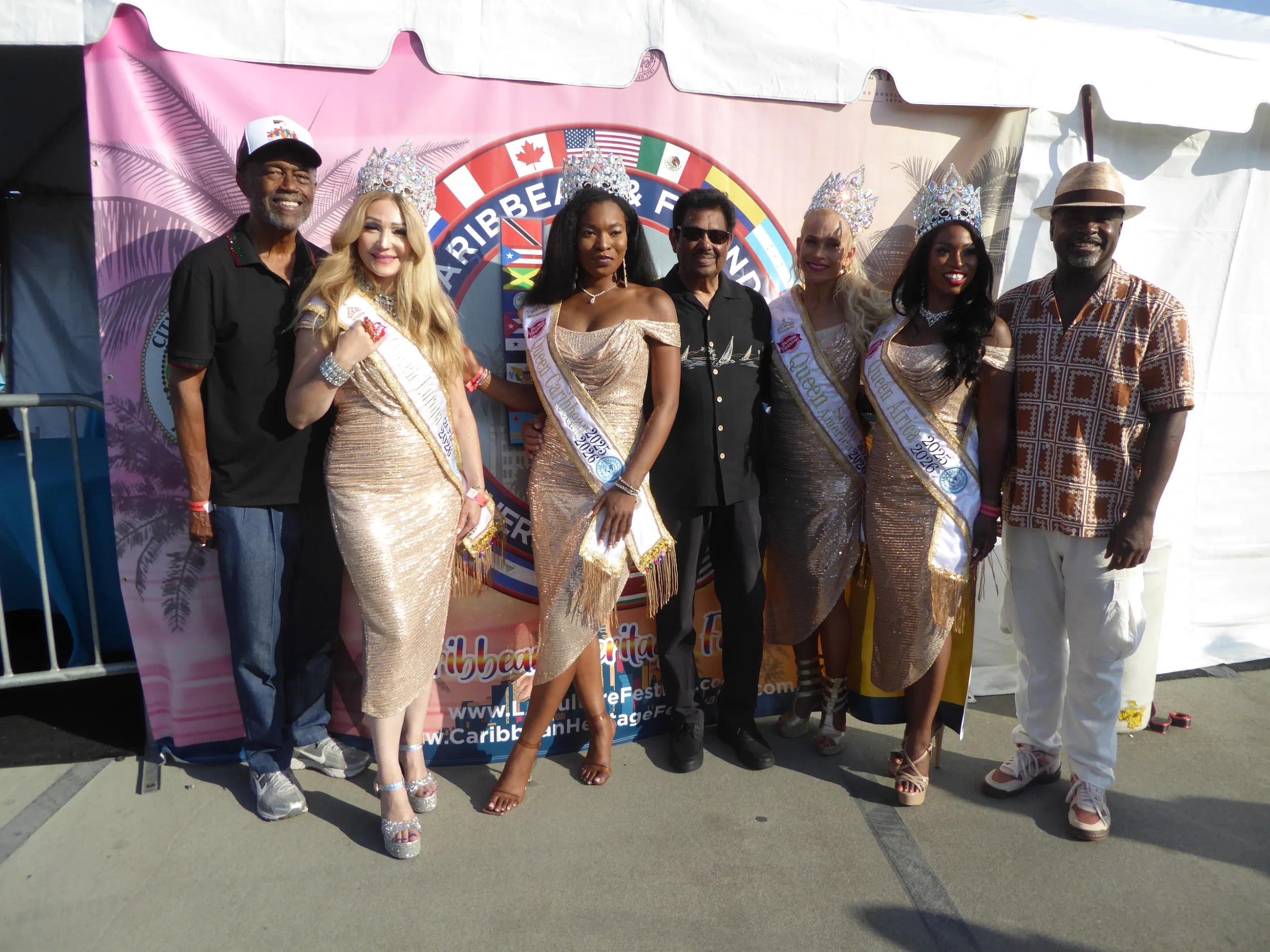 Curren D. Price Jr., Dr. Ganga, Council President Marqueece Harris-Dawson and Caribbean Carnival Queens: Photo Credit, Ricky Richardson