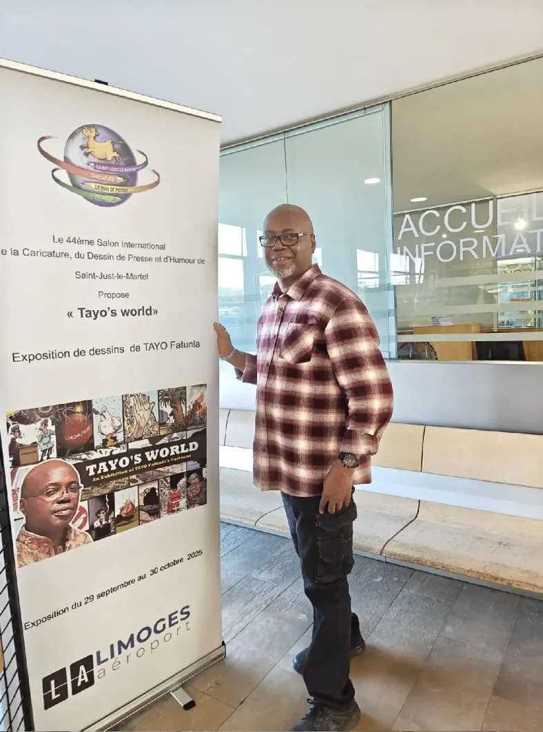 TAYO with his exhibit at Limoges Airport