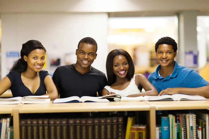 university students in library 