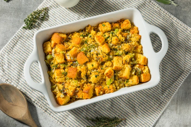 Homemade American Cornbread Stuffing with Sage