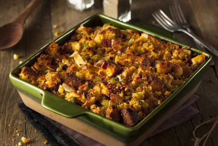 Traditional Homemade Cornbread Stuffing stock photo
