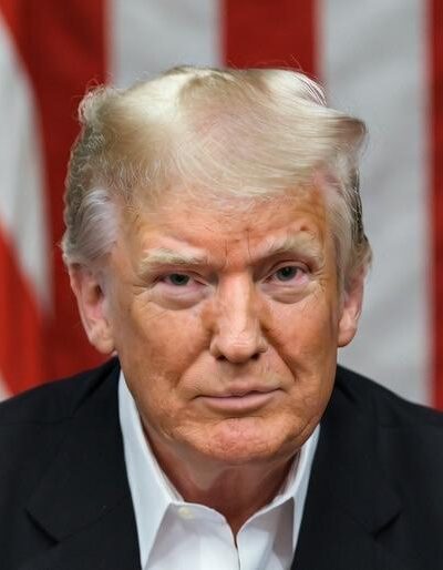 A stern-looking Donald Trump - via GrokAI
