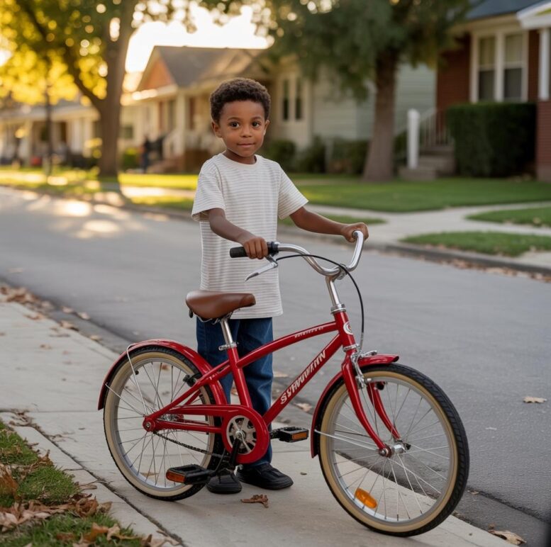 Young boy with bike - via eurAI