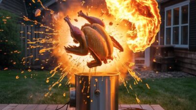 Deep-fried turkey exploding - via eurAI
