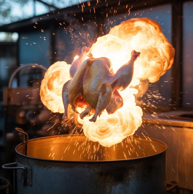 Deep-fried turkey exploding - via eurAI