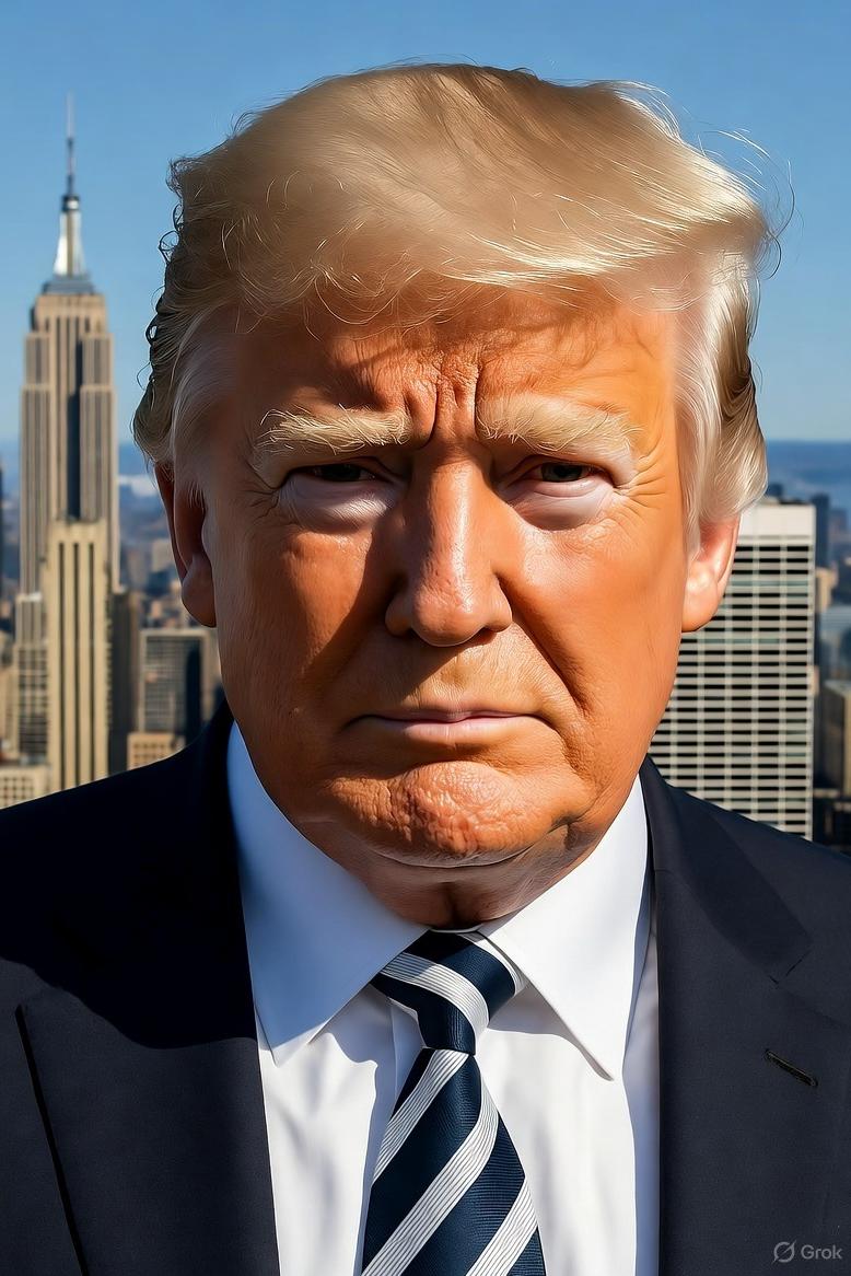 Donald Trump (with Empire State Bldg in bgrd) - via GrokAI